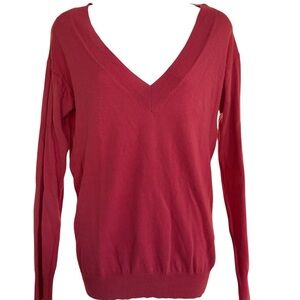 GAP Women's Magenta Cashmere Blend V-Neck Sweater